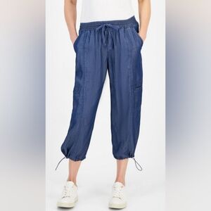 Style & Co. Women's Denim Blue Drawstring Crop Pants